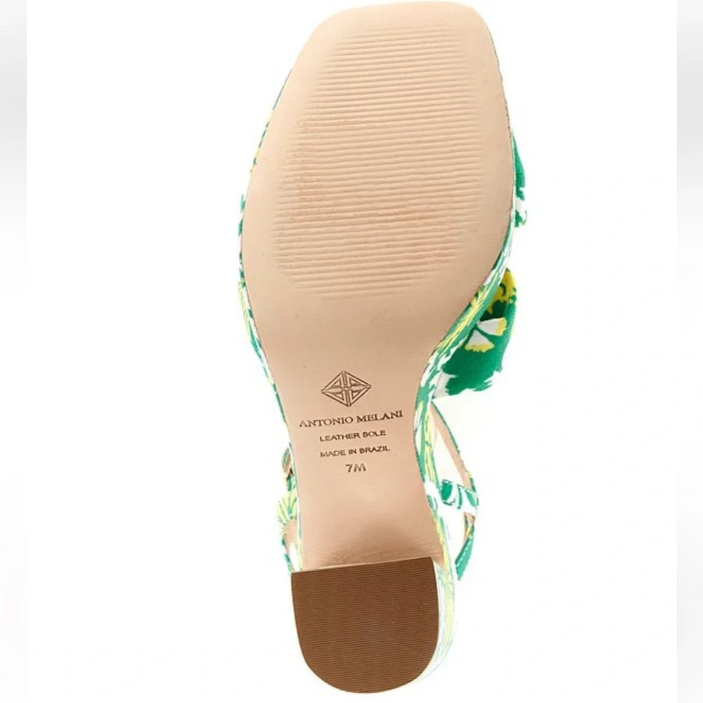 NWT Antonio Melani Mya Royal Palm Print Braided Platform Dress Sandals Sz 8